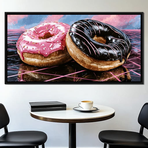 Cosmic Confectionery Over Neon Grids Canvas Print