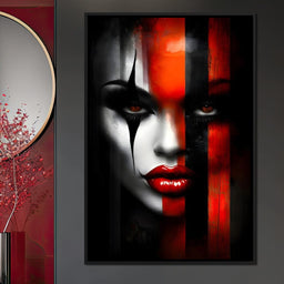 Noir Harlequin Red Stripe Face - NicheCanvas