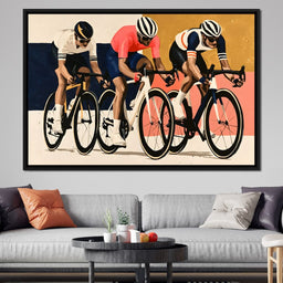 Three Cyclists Chasing The Final Bend - NicheCanvas