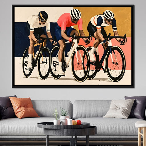 Three Cyclists Chasing The Final Bend Canvas Print