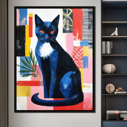 Midnight Feline Neon Collage - NicheCanvas