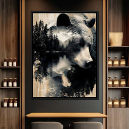 Wild Pines Bear Reflection - NicheCanvas