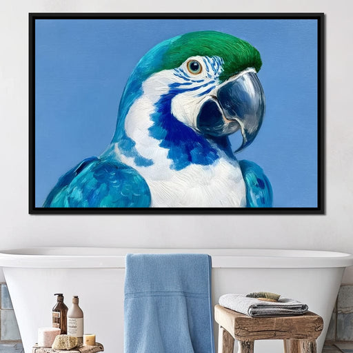 Majestic Cyan Parrot Portrait Canvas Print