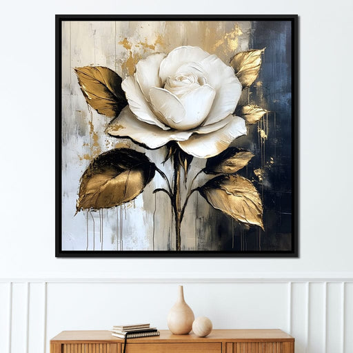 Golden Petals Against Contrast Canvas Print