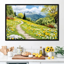 Path Through Floral Meadow - NicheCanvas