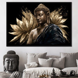 Golden Stillness Beyond The Lotus - NicheCanvas