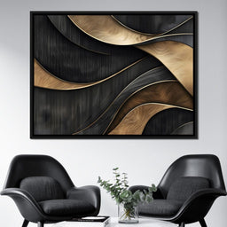 Grey and Gold Wooden Waves 002 - Johanjjf - NicheCanvas