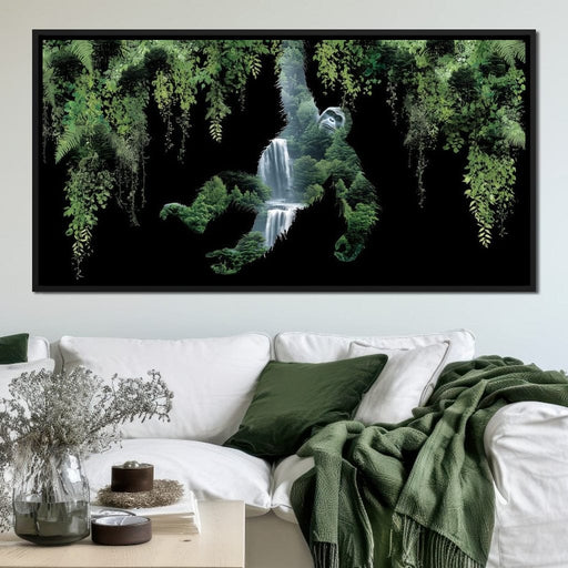 Jungle Gorilla Falls Double Exposure Canvas Print