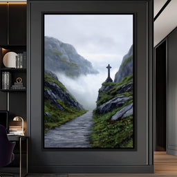 Misty Highland Cross Pathway - NicheCanvas