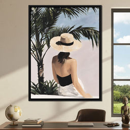 Coastal Palm Retreat Woman Hat - NicheCanvas