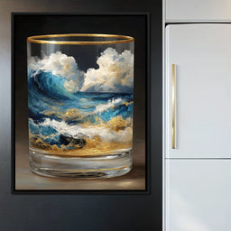 Ocean Storm Tumbler Gold Rim - NicheCanvas