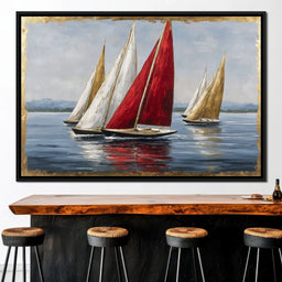Bold Regatta On Open Water - NicheCanvas