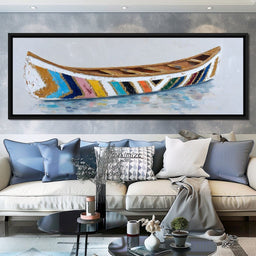 Colorful Canoe Reflections Calm - NicheCanvas