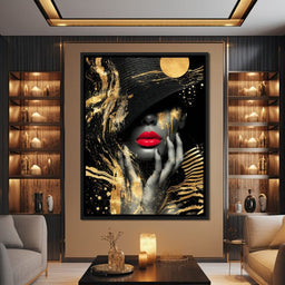 Modern Noir Gold Elegance Portrait - NicheCanvas