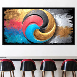 Golden Tricolor Swirl Energy Burst - NicheCanvas
