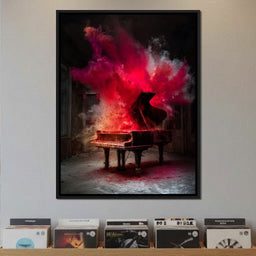 Grand Piano Burst of Vibrant Fire - NicheCanvas