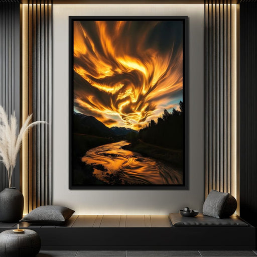 Golden Skies Over River Glow Canvas Print