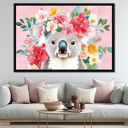 Floral Harmony with Koala - NicheCanvas