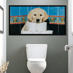 Golden Puppy Bathroom Roll Capers - NicheCanvas