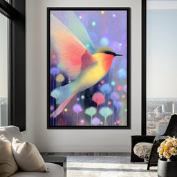 Luminous Bird of Starlit Garden - NicheCanvas
