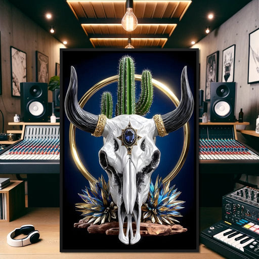 Gilded Skull Haloed Cactus Canvas Print