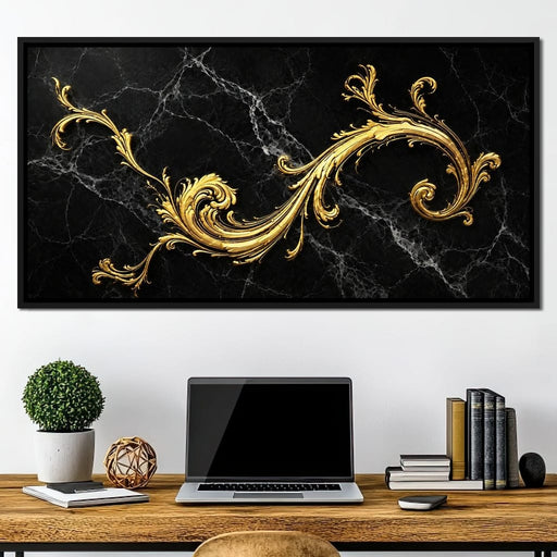 Baroque Flame on Obsidian Stone - TooplesArt Canvas Print