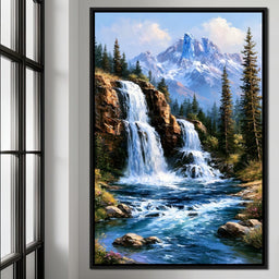 Cascading Waters Beneath Frozen Peaks - NicheCanvas