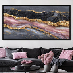 Gilded Onyx Rose Quartz Flow - NicheCanvas