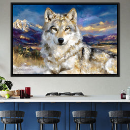 Golden Alpine Wolf Portrait - Neal Hackett - NicheCanvas