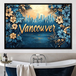 Golden Blooms Vancouver Cityscape - NicheCanvas