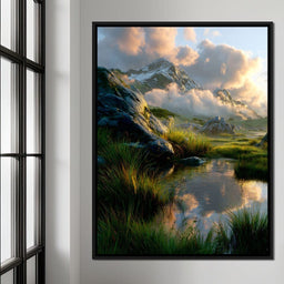 Sunlit Alpine Reflections - NicheCanvas