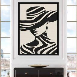 Monochrome Wind Hat Silhouette - NicheCanvas