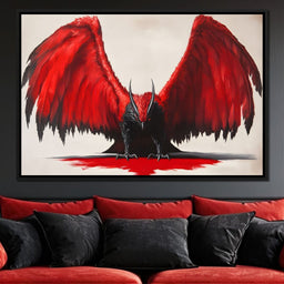 Fiery Wings Shadowed Sentinel - NicheCanvas