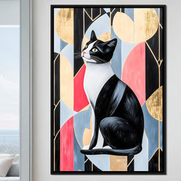 Geometric Feline Elegance - NicheCanvas