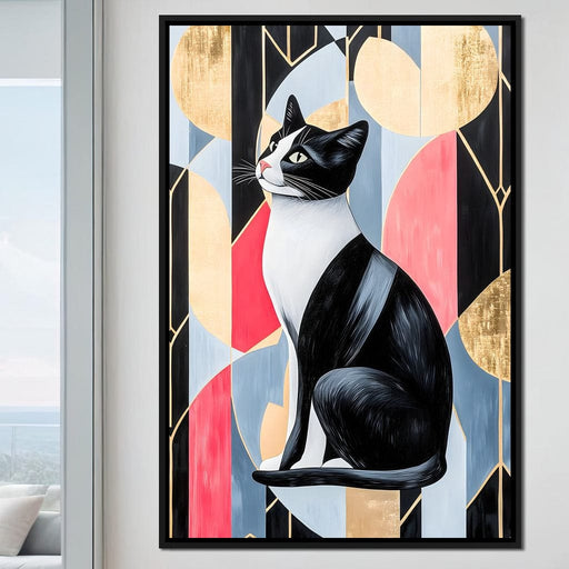 Geometric Feline Elegance Canvas Print