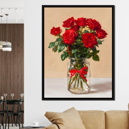 Red Rose Bouquet Glass Vase - NicheCanvas