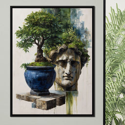 Blue Urn And Stone Head Grove - NicheCanvas