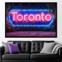 Toronto Neon Nightscape - NicheCanvas