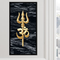 Golden Om Trishul Emblem - NicheCanvas