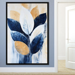 Golden Indigo Leaves - NicheCanvas