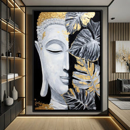 Golden Lotus Buddha Portrait - NicheCanvas