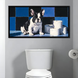 Bulldog Bathroom Antics - NicheCanvas