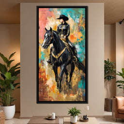 Gallant Cowgirl Riding Midnight - NicheCanvas