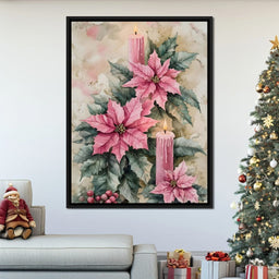 Festive Poinsettia Candle Glow - NicheCanvas