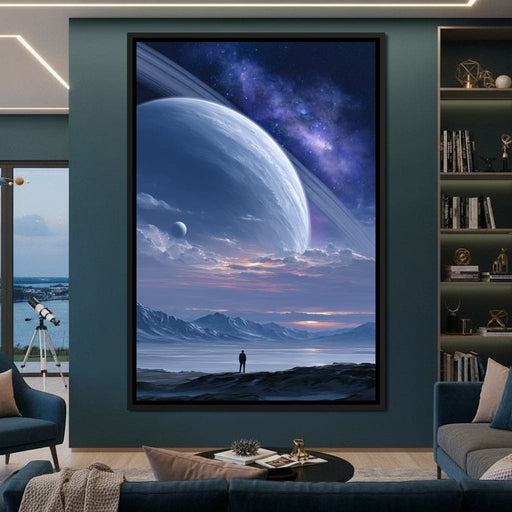 Rings of Saturn Night Sky Canvas Print