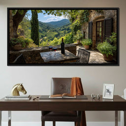 Sunlit Tuscan Vineyard Terrace - NicheCanvas