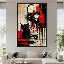 Cool Cats Red Shades Duo - NicheCanvas