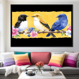 Charming Birds on Floral Branch - NicheCanvas