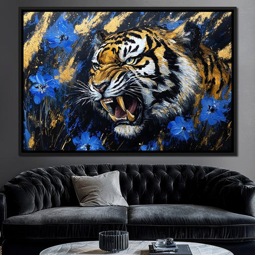 Fierce Tiger in Wild Blooms - Alicia Smith Canvas Print