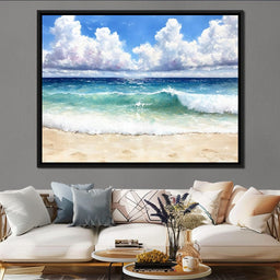 Ocean Waves Sunlit Horizon - NicheCanvas